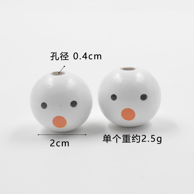 Wholesale 10PCS Christmas 20mm Snowman Wooden Beads Christmas Tree