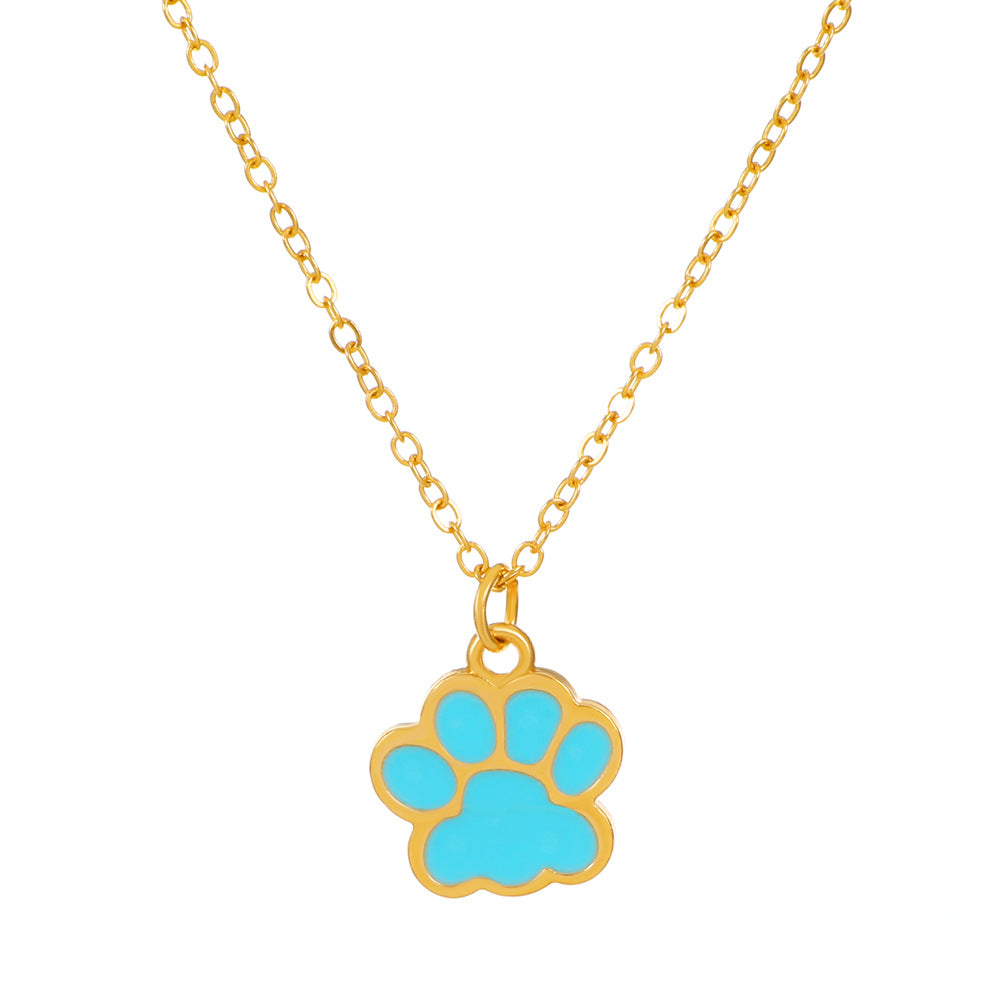 Wholesale Cute cat paw colorful cartoon pendant necklace