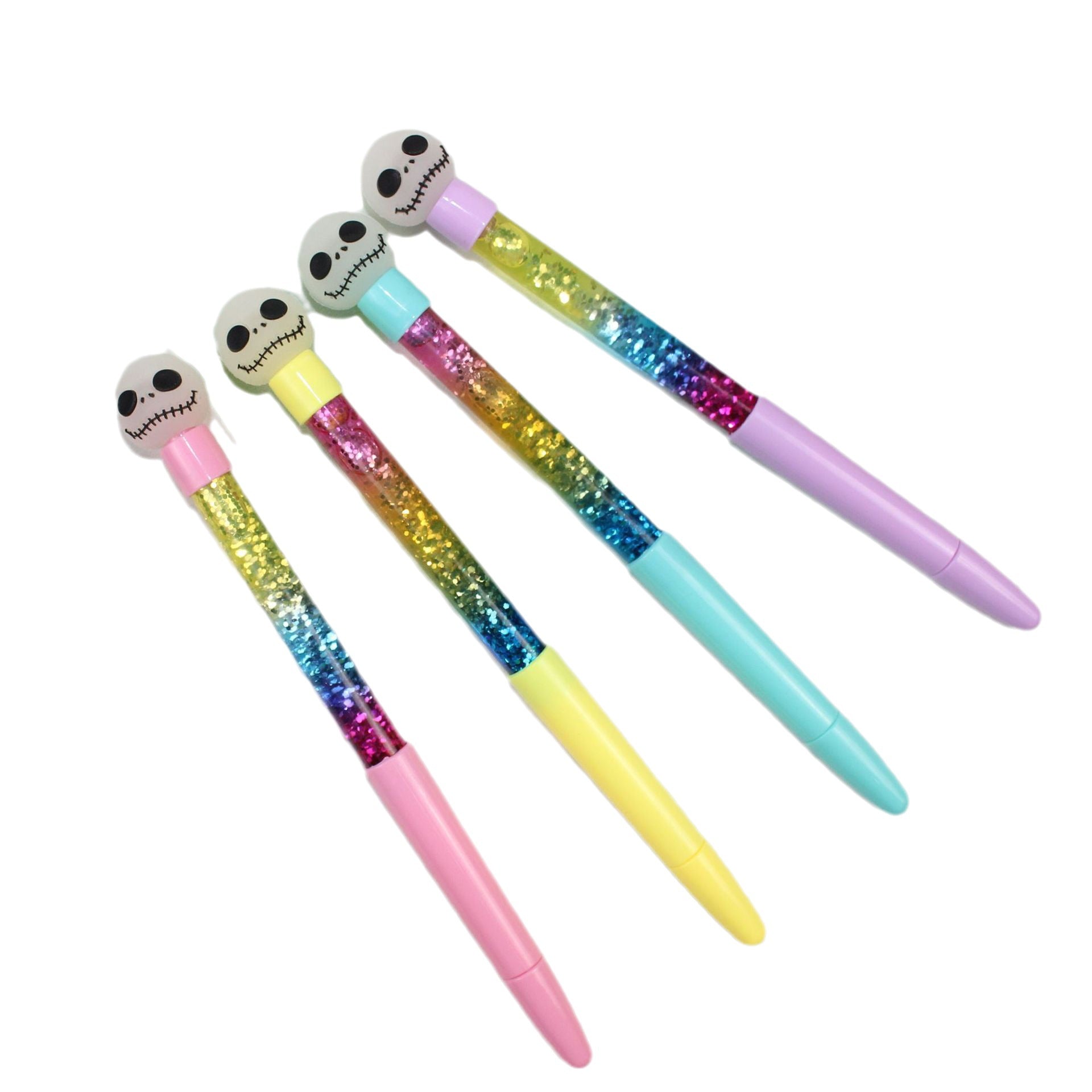 Wholesale 12pcs Creative Skull with Luminous Soft Glue Colorful Quicksand Plastic Gel Pen