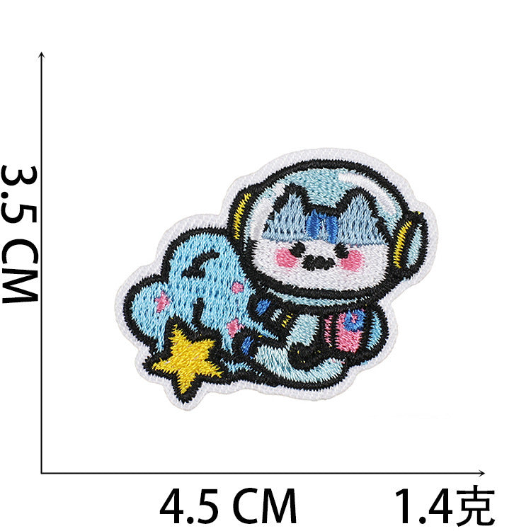 Wholesale Polyester Embroidered Astronaut Rabbit Patch For Clothing Space Bunny Decorative Applique Self Adhesive Gift Resale
