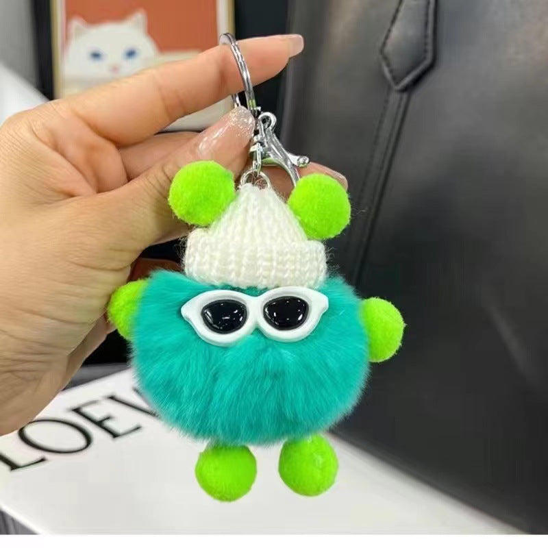 Wholesale Real Rex Rabbit Fur Small Briquette Elf Plush Keychain