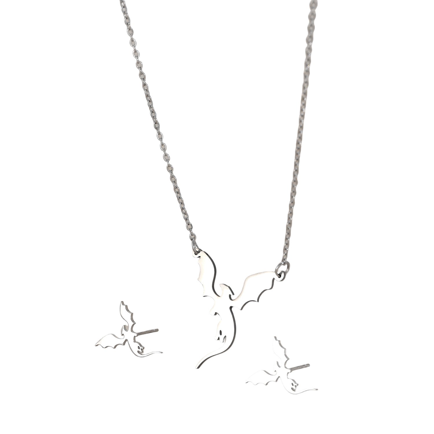 Wholesale Stainless Steel Cut Flying Dragon Pendant Clavicle Necklace