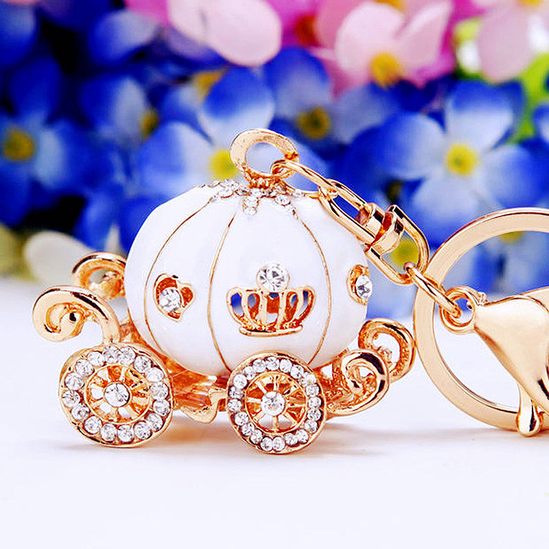 Wholesale Metal Keychain Rhinestone Princess Carriage Car Key Accessory Gift For Women