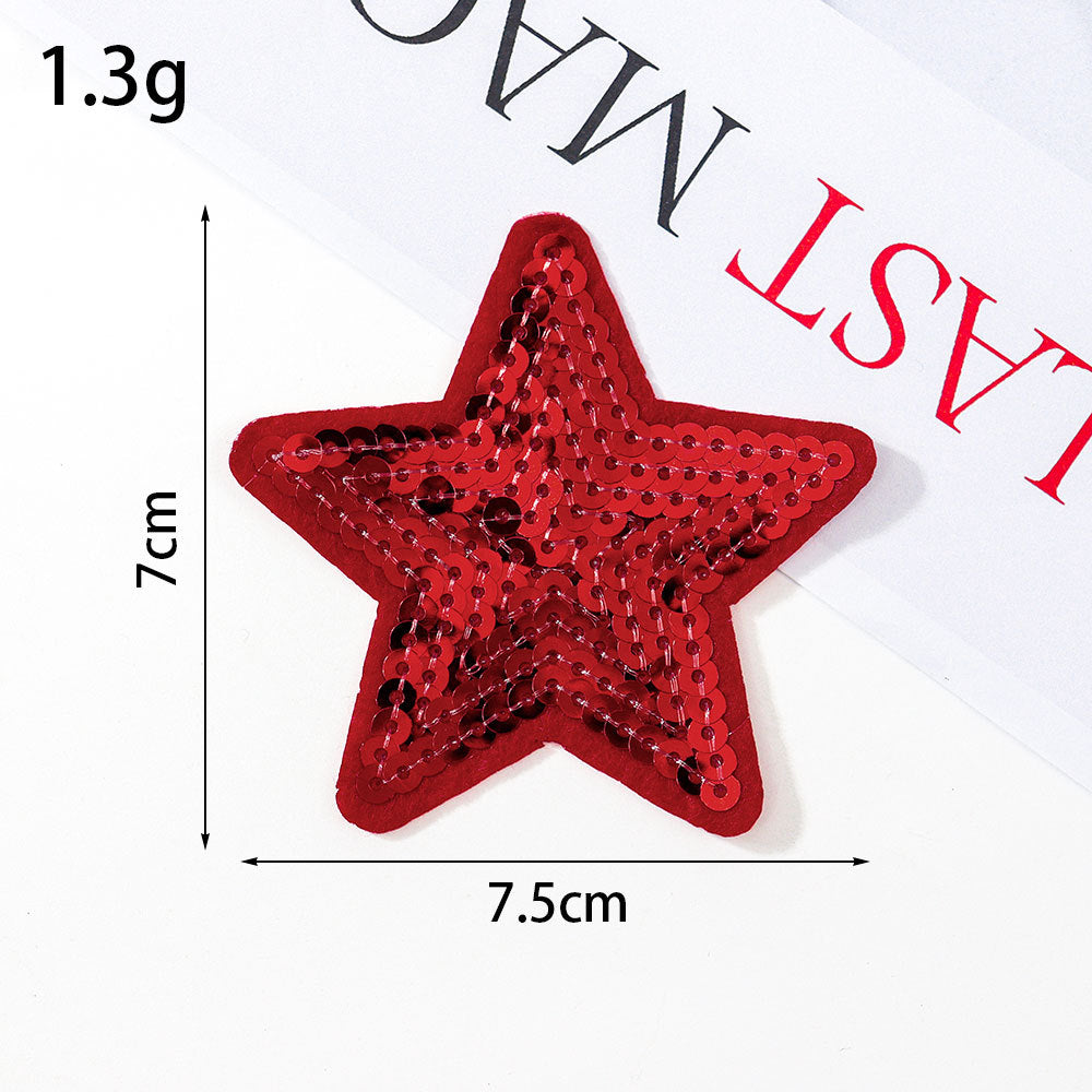 Wholesale Glitter sequined fabric patches,  multi-colored star DIY Patches
