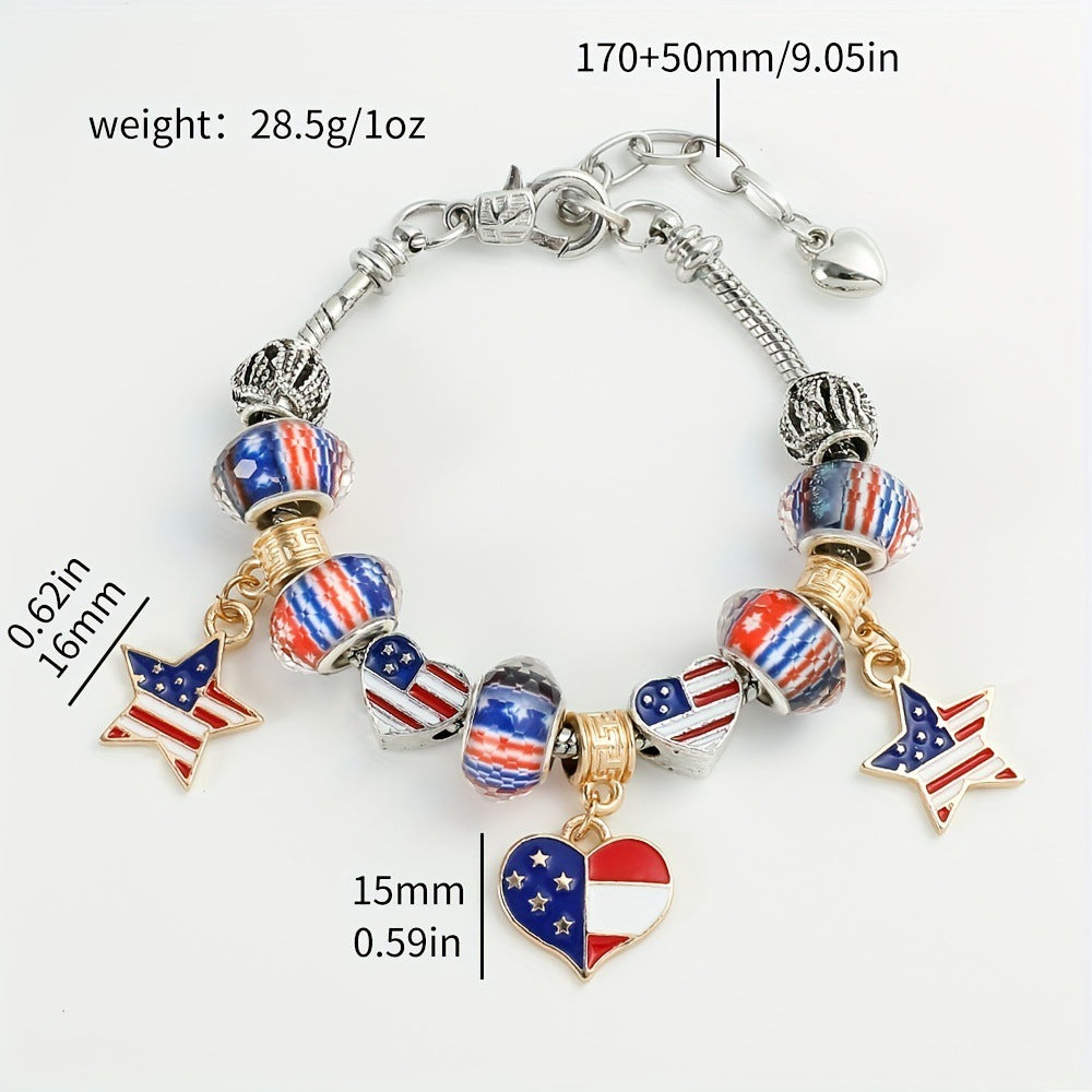Wholesale of American Flag Beaded Alloy Bracelets