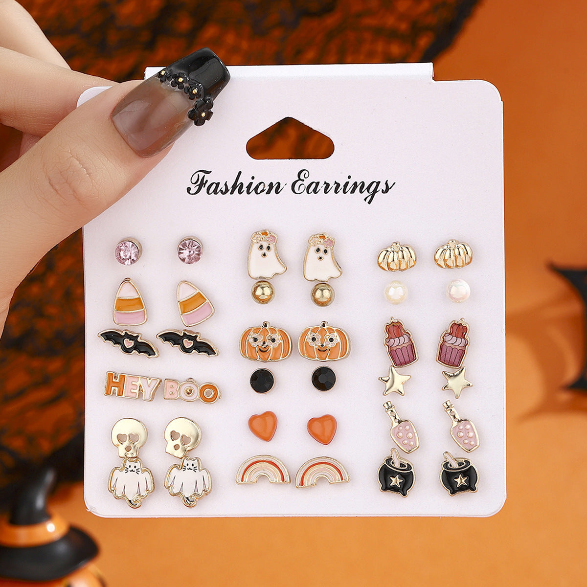 Wholesale  spooky pumpkin bat pendant earrings