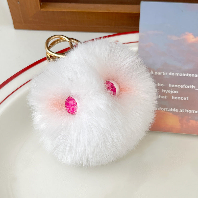 Wholesale Cute Plush Powder Blusher Cat Alloy Keychains