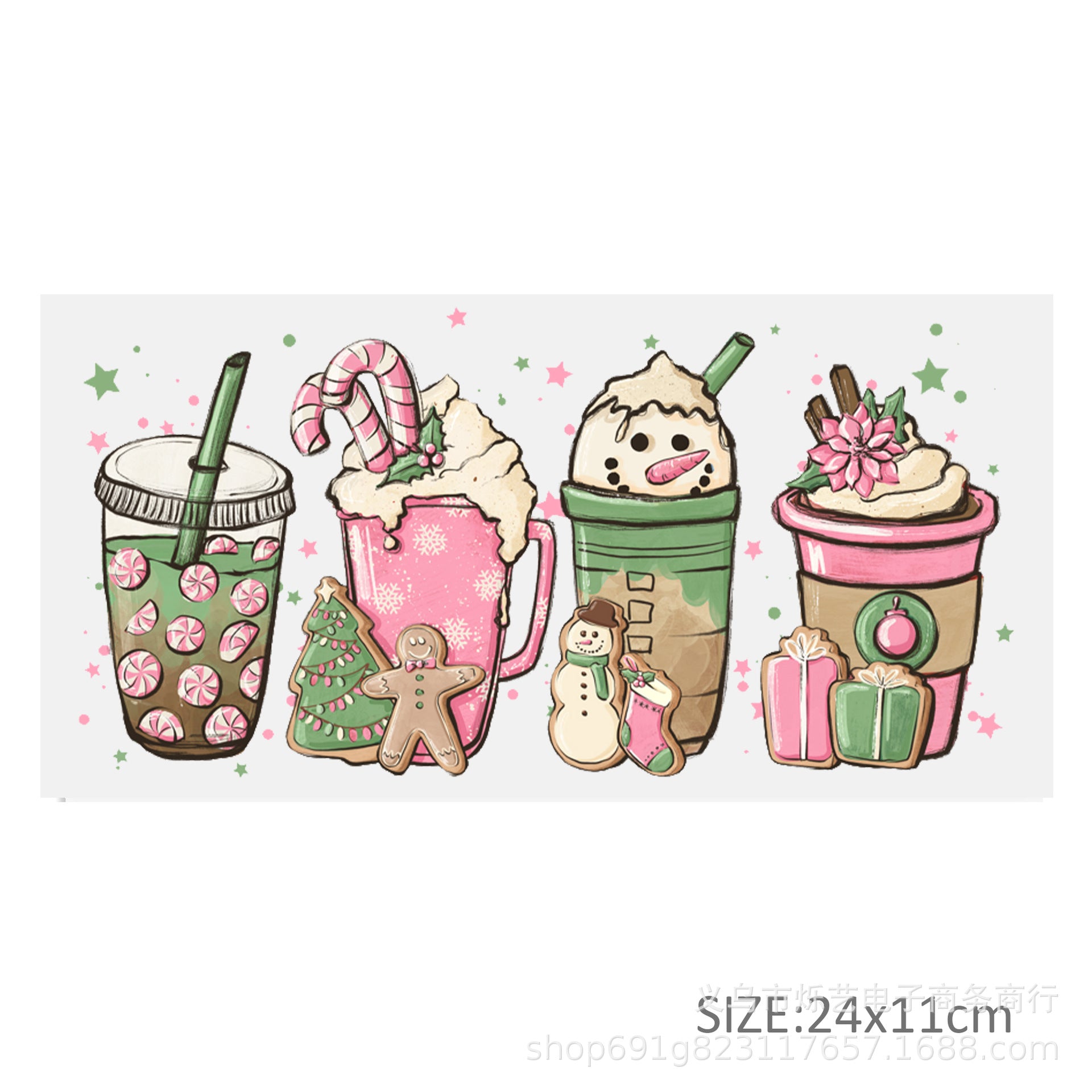 Wholesale Christmas  Snowman Drink  16oz Cup UV DTF Wraps