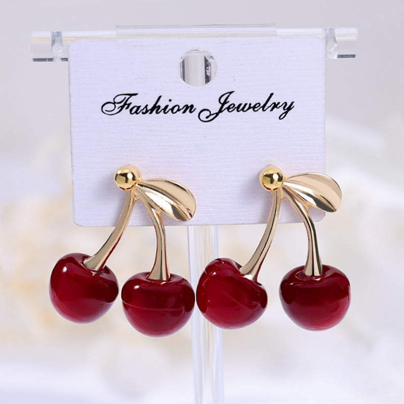 Wholesale Red cherry earrings exquisite cute pendant