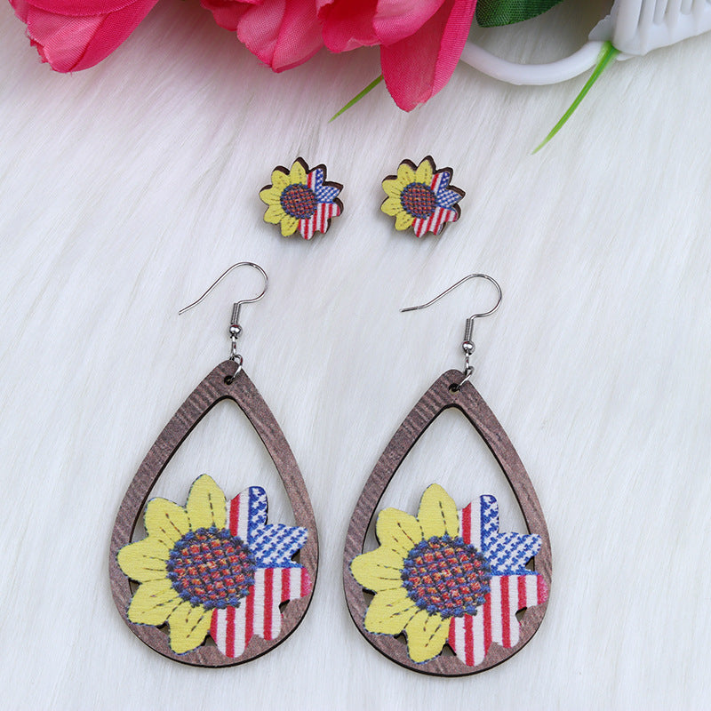 Pendientes de madera de madera del corazón de la hoja del águila del círculo del círculo al por mayor