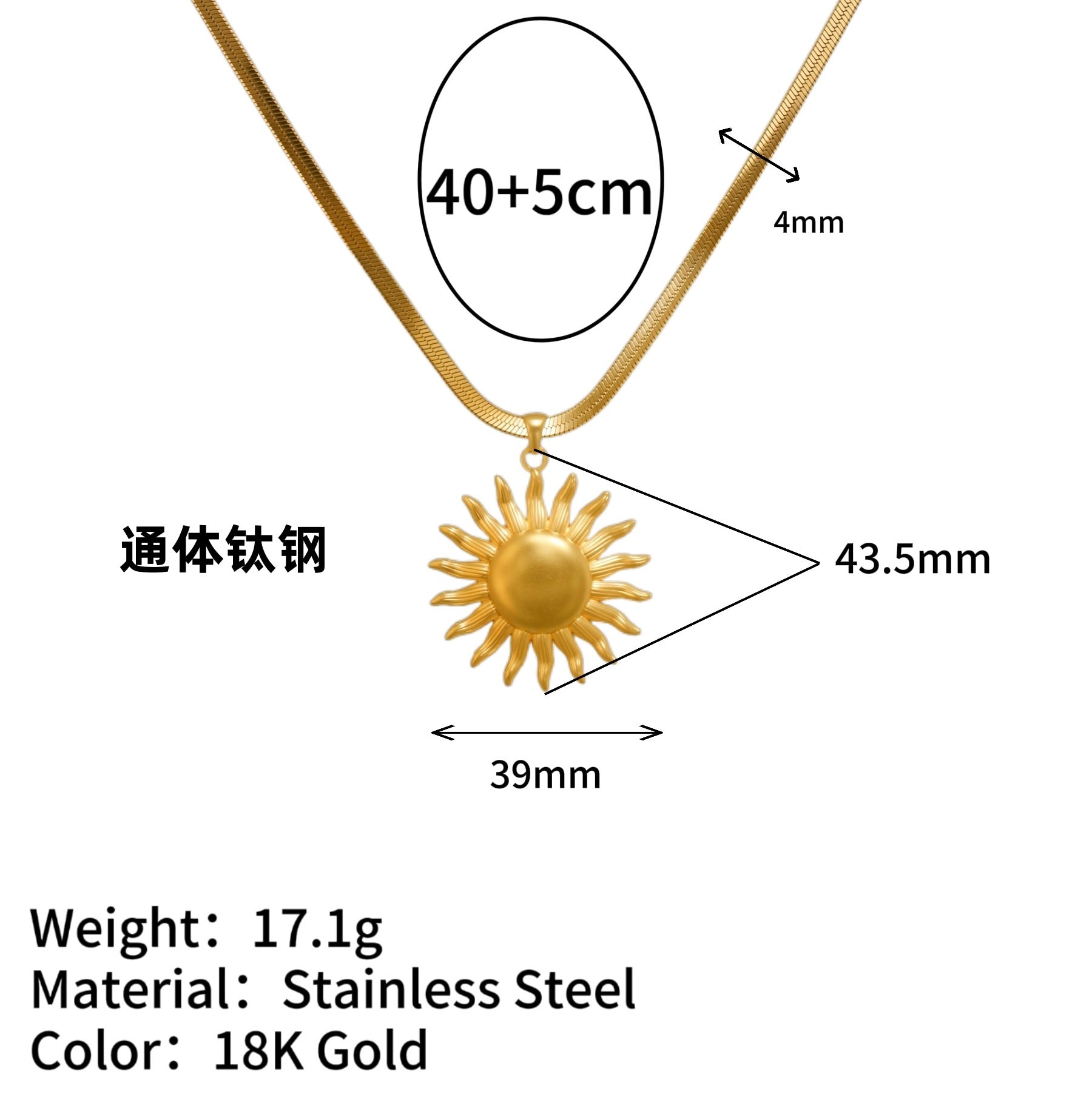 Wholesale  Sun Pendant Blade Stainless Steel Necklace Light Luxury Titanium Steel Necklaces
