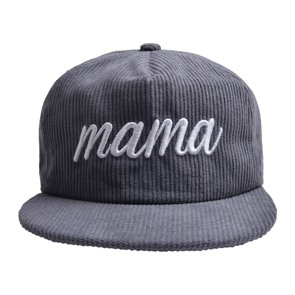 Wholesale Flat Brim Corduroy MAMA Baseball Cap