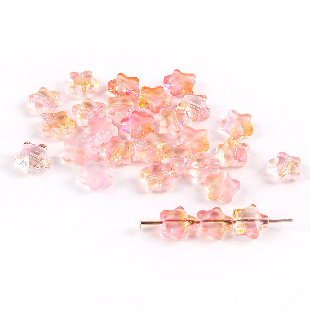 Wholesale 20pcs Color-Plated Five-Pointed Star Glass Handmade DIY Acrylic Beads