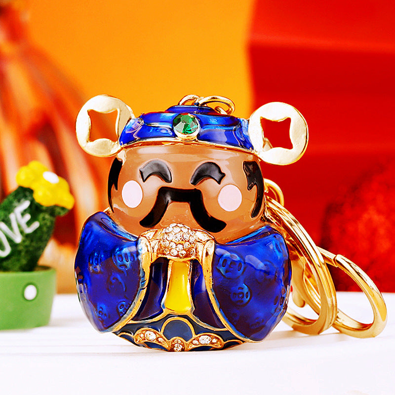 Wholesale Creative rhinestone cute yellow duck keychain