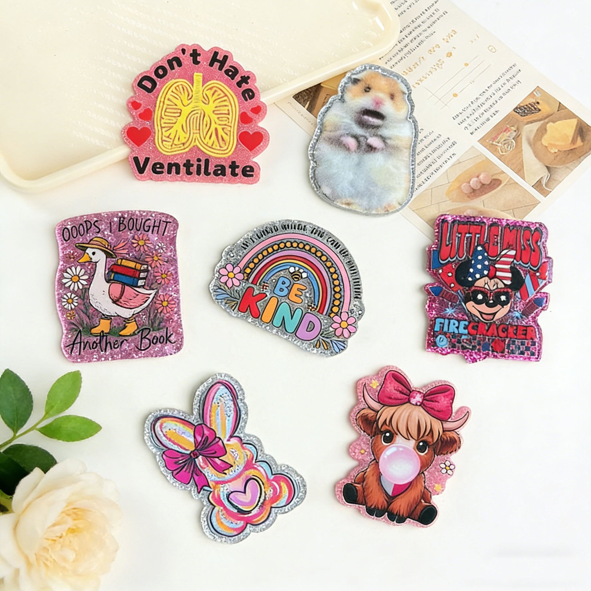 Wholesale 10pcs Cute Cartoon Animal Medical Care Series Acrylic  Flatback OLY Exclusive