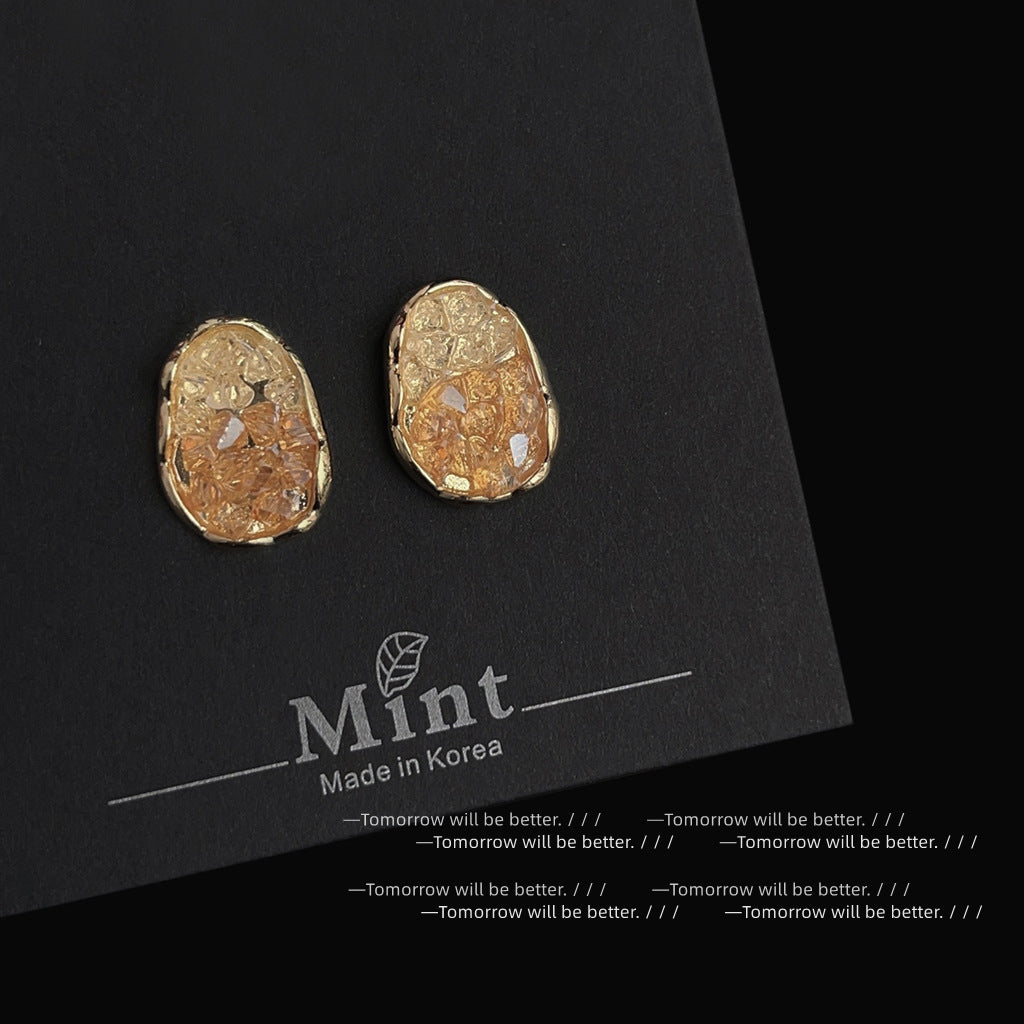 Wholesale Orange Sea Gradient Crystal Sweet Earrings