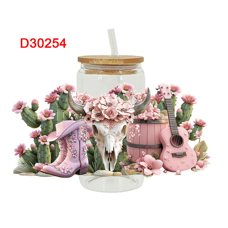 Wholesale Pink Western-style Cactus Series 16oz Cup UV DTF Wraps