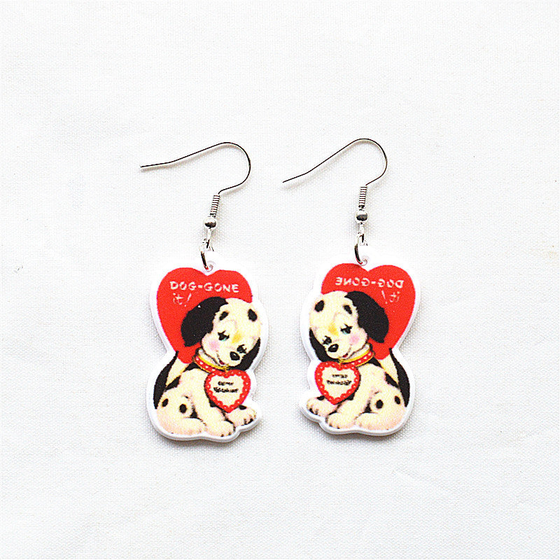 Wholesale Easter Cartoon Cow Kitten Puppy Acrylic Double Sided Earrings