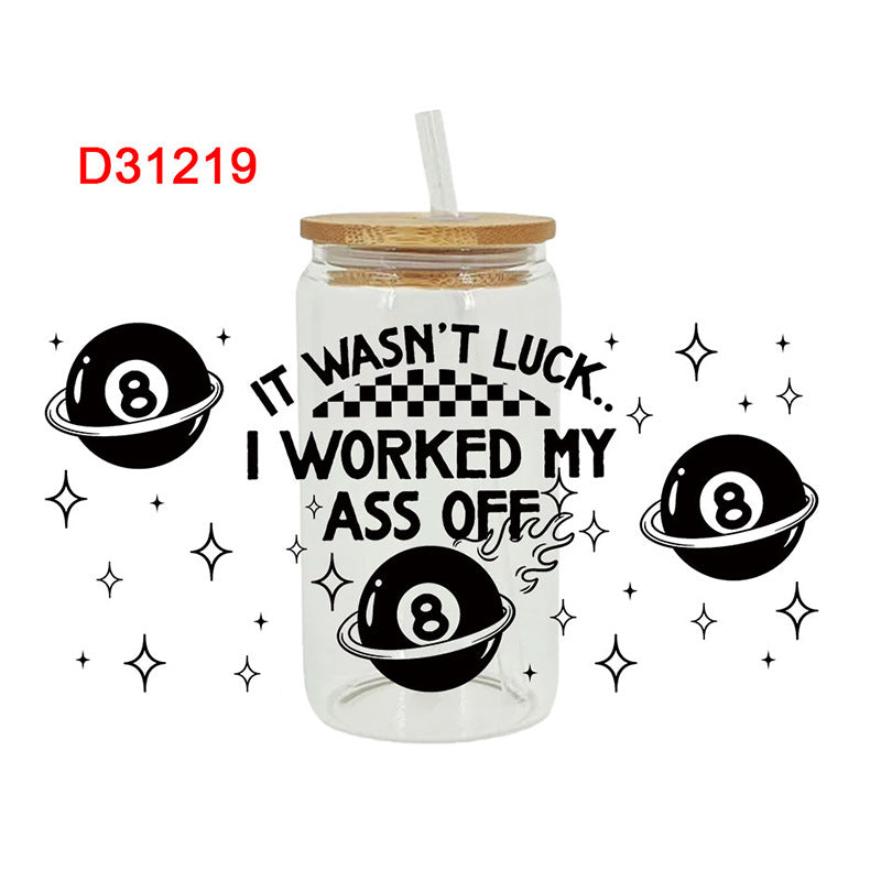 Wholesale Black and white billiards  16oz Cup UV DTF Wraps