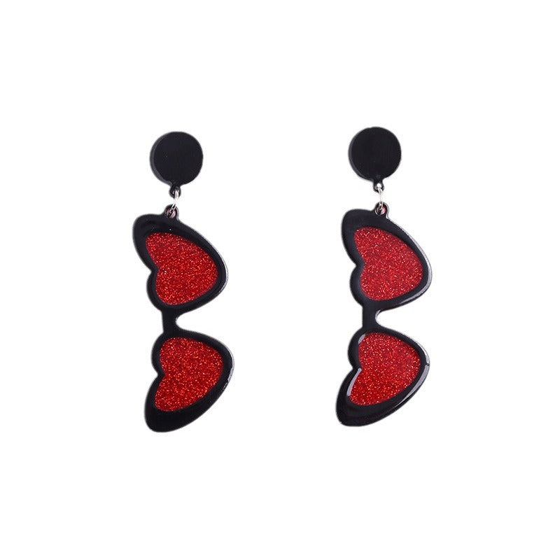 Wholesale Valentine's Day love sunglasses women's earrings autumn and winter earrings simple personality acrylic suit earrings