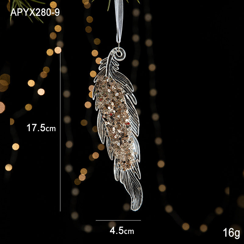 Wholesale Christmas Sequin Acrylic Transparent Snowflake Pendant Ornament