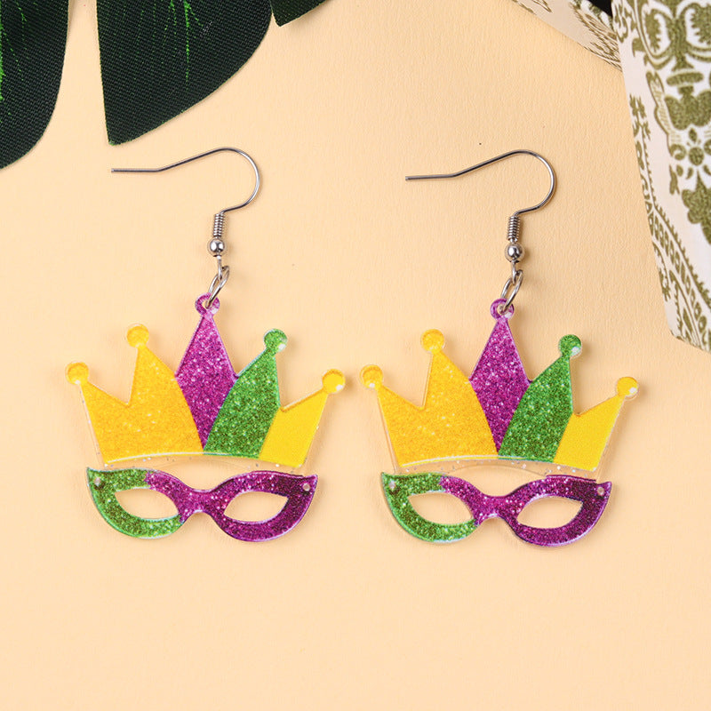 Wholesale Carnival Mask Crown Hat Acrylic Earrings