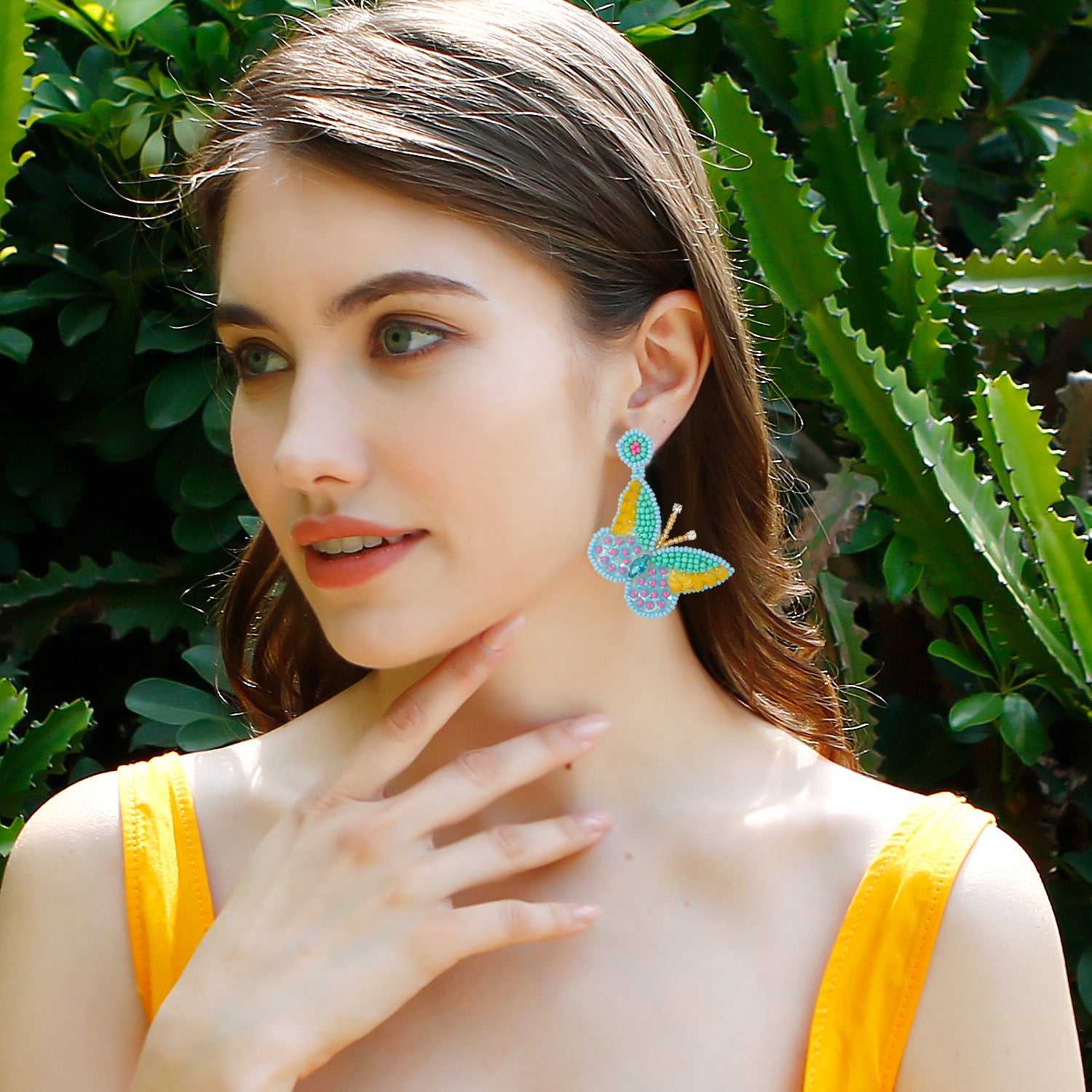 Wholesale Rice Beads Sequins Exaggerated Animal Butterfly Earrings