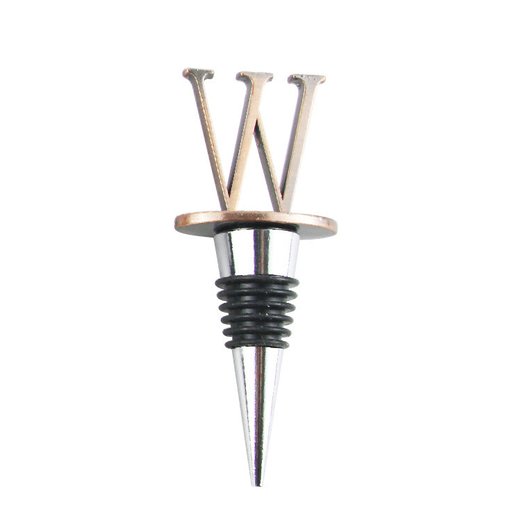 Wholesale Zinc Alloy 26 English Letter Wine Stopper Bottles