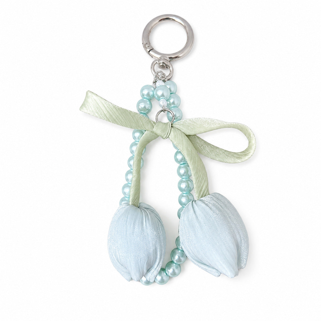 Wholesale Fresh Tulip Pearl Beaded Bracelet Keychain Acrylic Beige Decorative Accessory