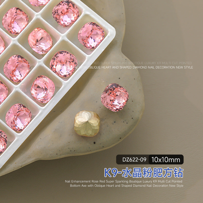 Wholesale flash pointed bottom drill magic fat square drill crystal drill ice through nail art decorative drill