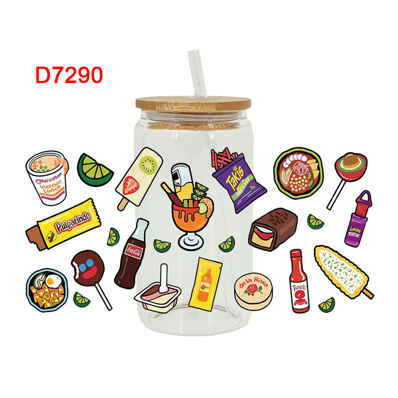 Wholesale Colorful beverage cake  16oz Cup UV DTF Wraps