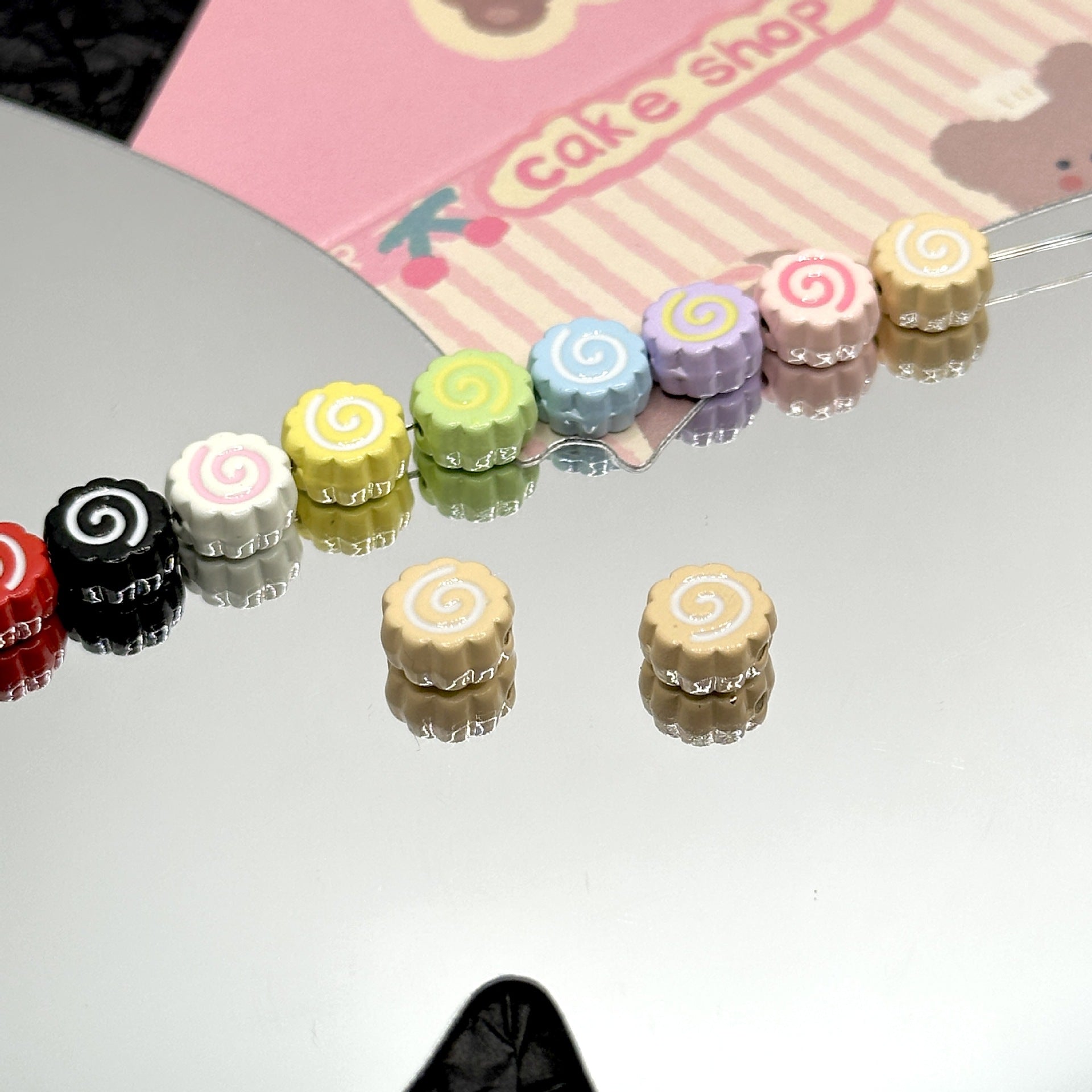 Wholesale 10pcs Cute Colorfulful Shrimp Cakes,  Fish Boards,  Lollipops,  Alloy Beads,  DIY