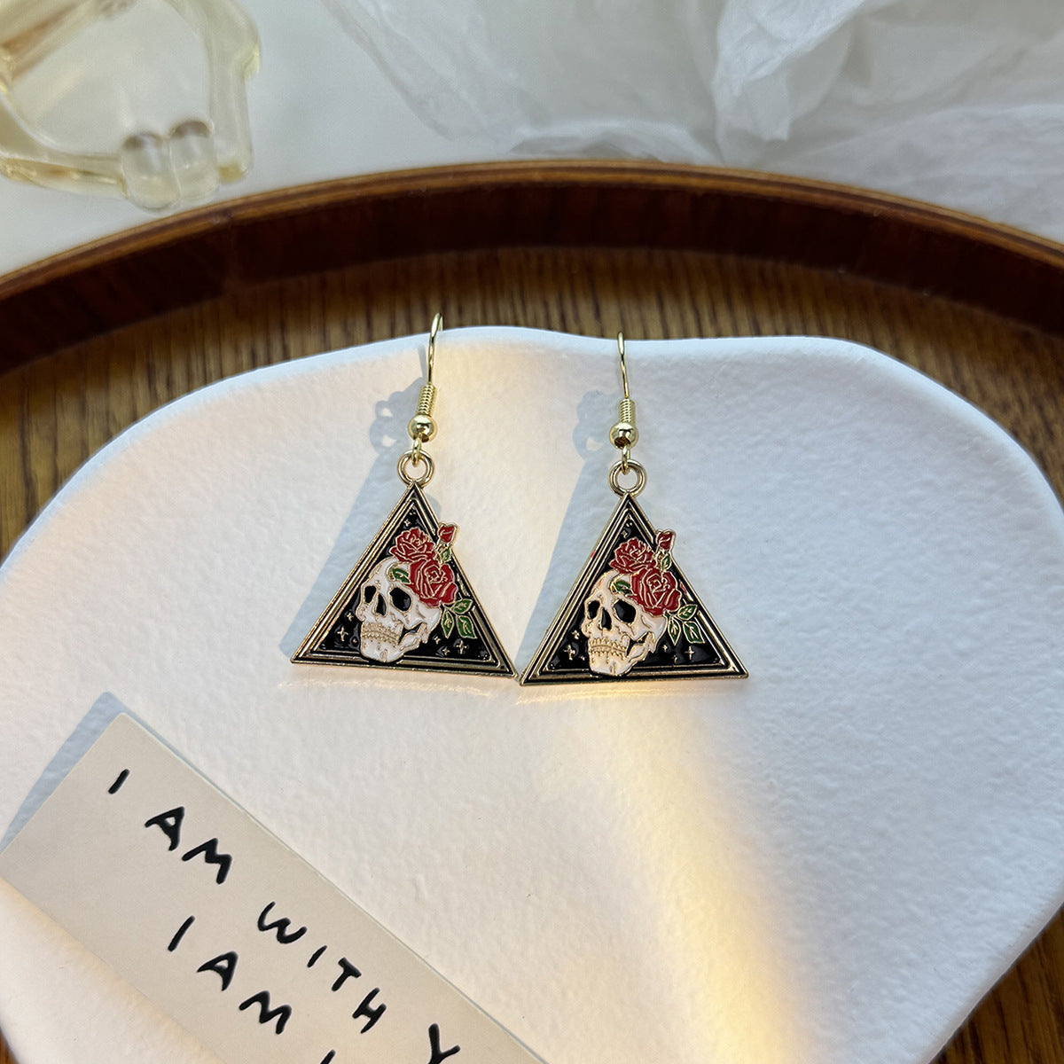 Wholesale Dark Personality Halloween Horror Funny Skull Bat Tombstone Rose Earrings