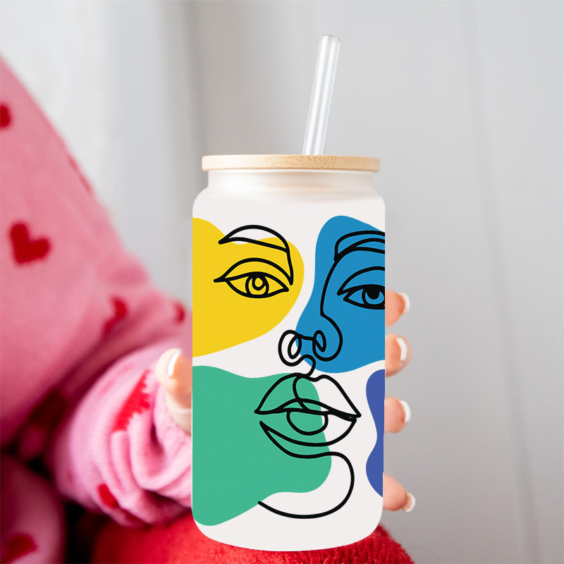 Wholesale Uv Transfer Sticker Glass Cup  Crystal Sticker 16oz Cup UV DTF Wraps