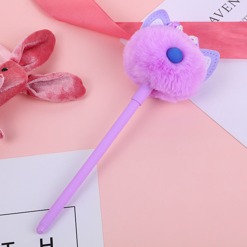 Wholesale ABS Bow Fur Ball Gel Pen