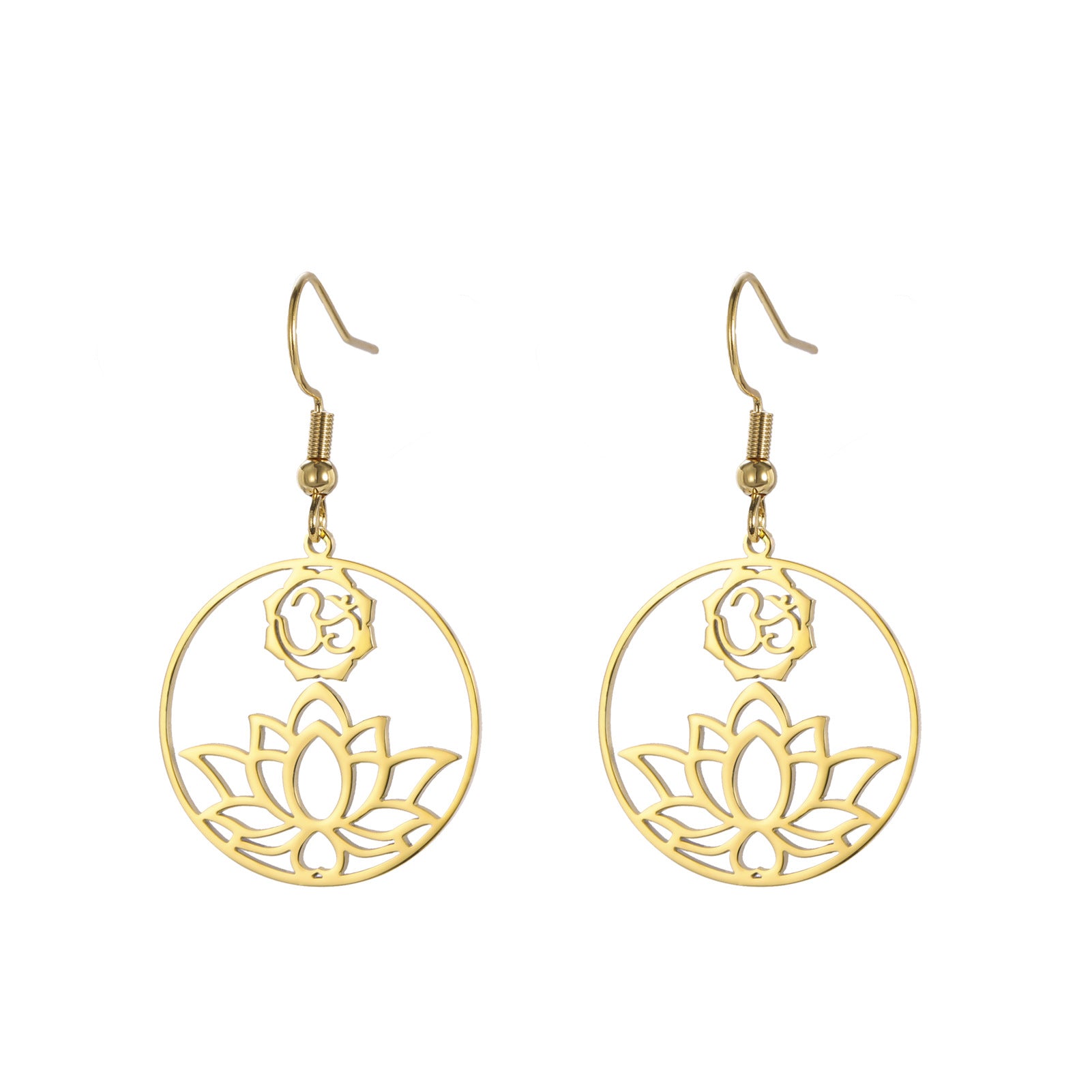 Wholesale Fashionable and simple hollow lotus stainless steel earrings