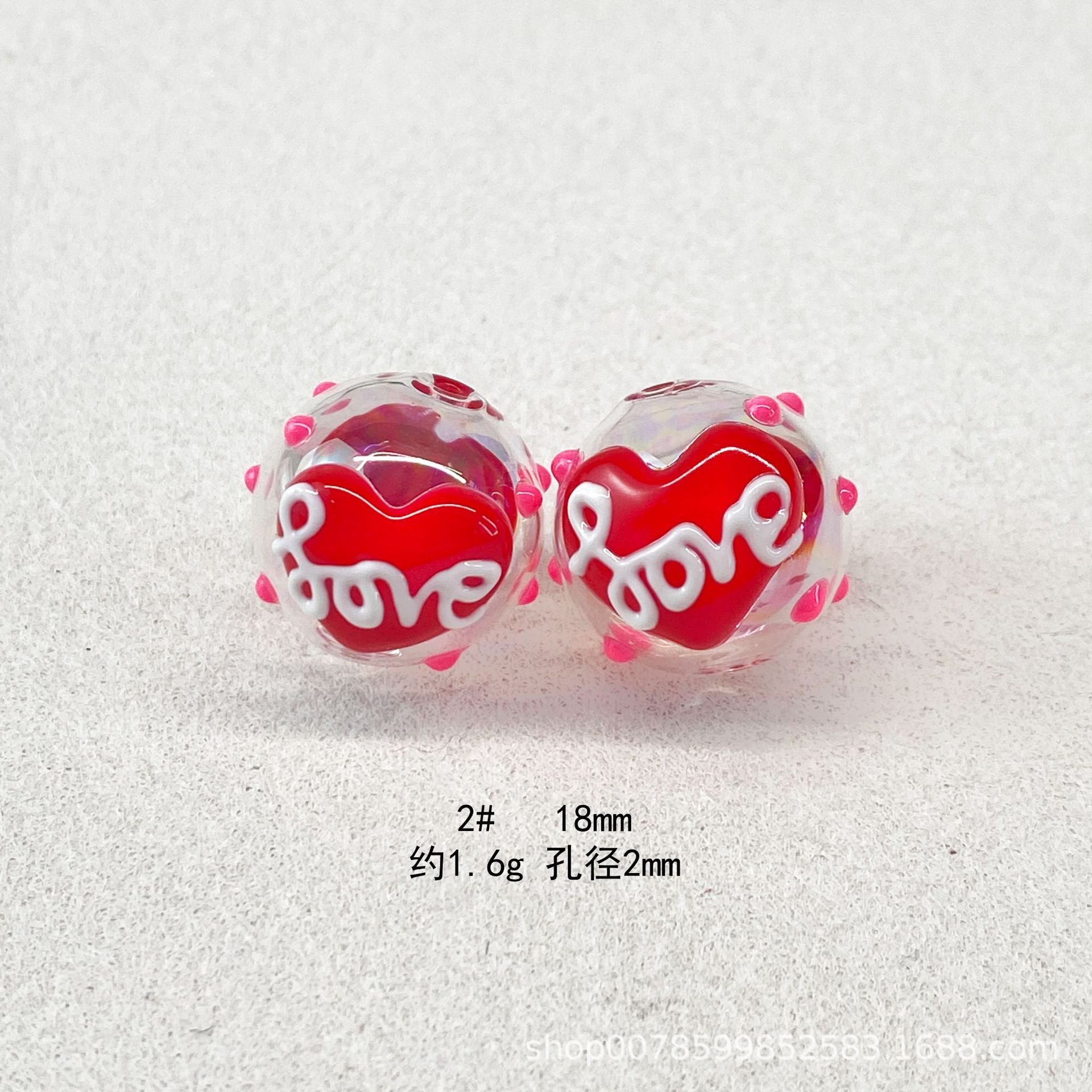 Wholesale 10pcs Transparent hollow glass heart-shaped polka dot hand-painted flower beads