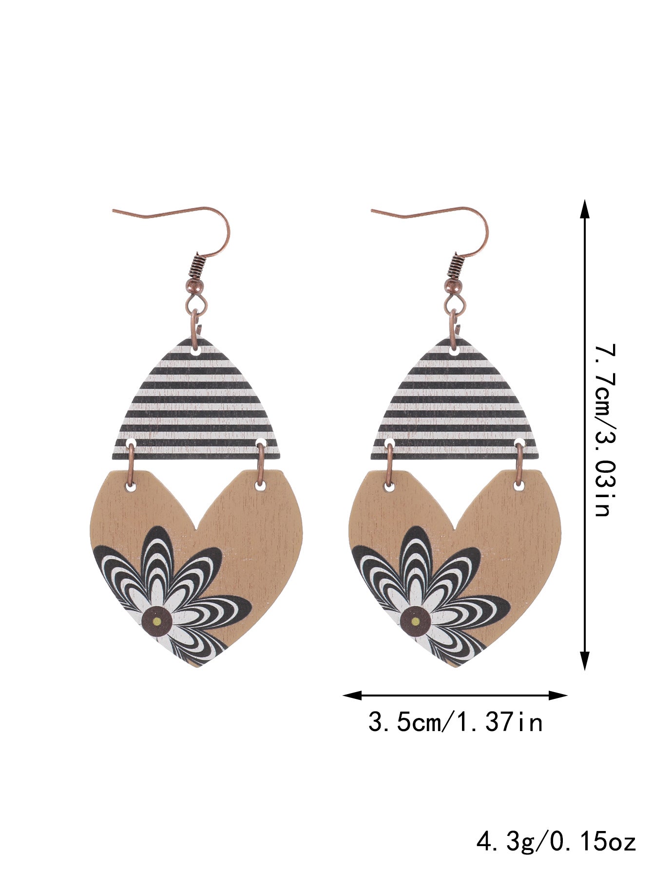 Wholesale Cross  Western Style  Cow Head Flower Pattern Wooden Earrings