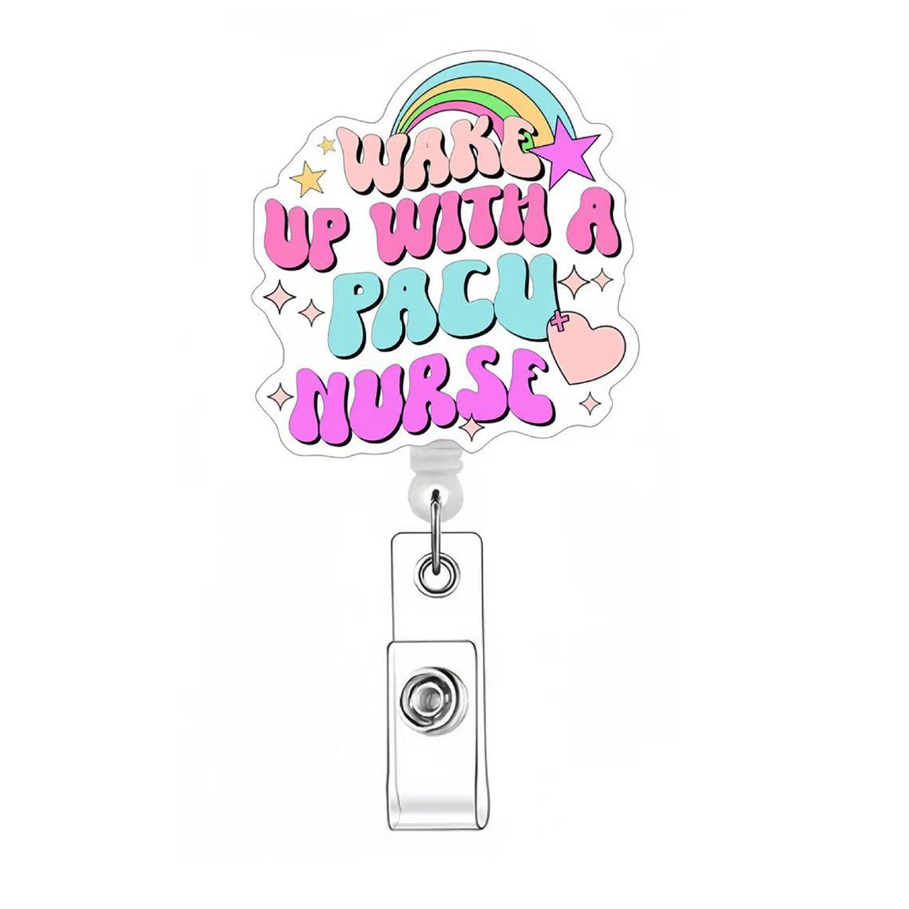 Wholesale Acrylic easy-open buckle medical name tag accessory retractable clip Badge Reels