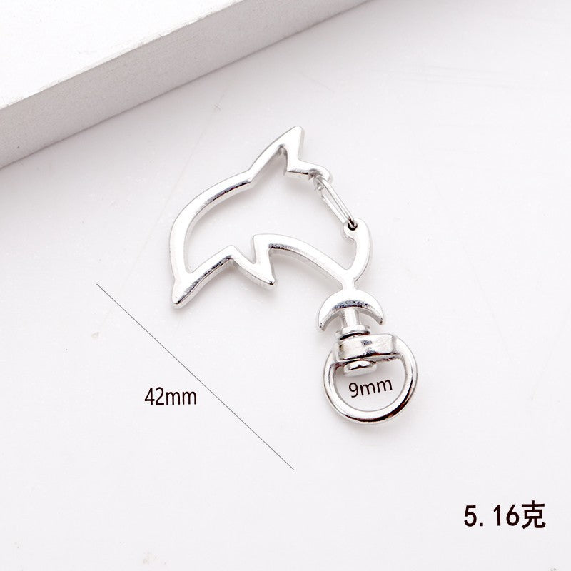 Wholesale shaped keychain metal cat dolphin love five-pointed star cherry blossom shell jewelry accessories diy