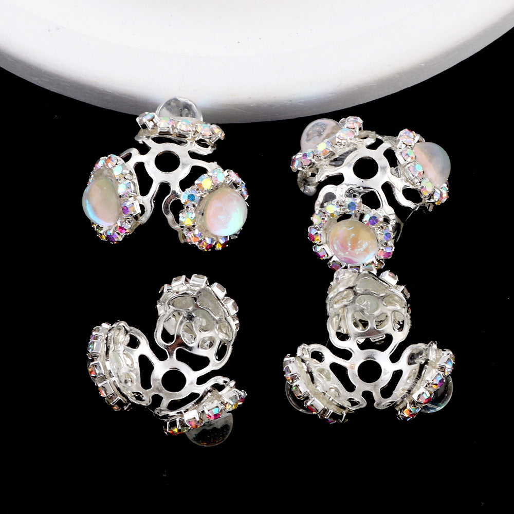 Wholesale 10pcs/pack Heavy rhinestone five-pointed star perforated torus DIY alloy accessories