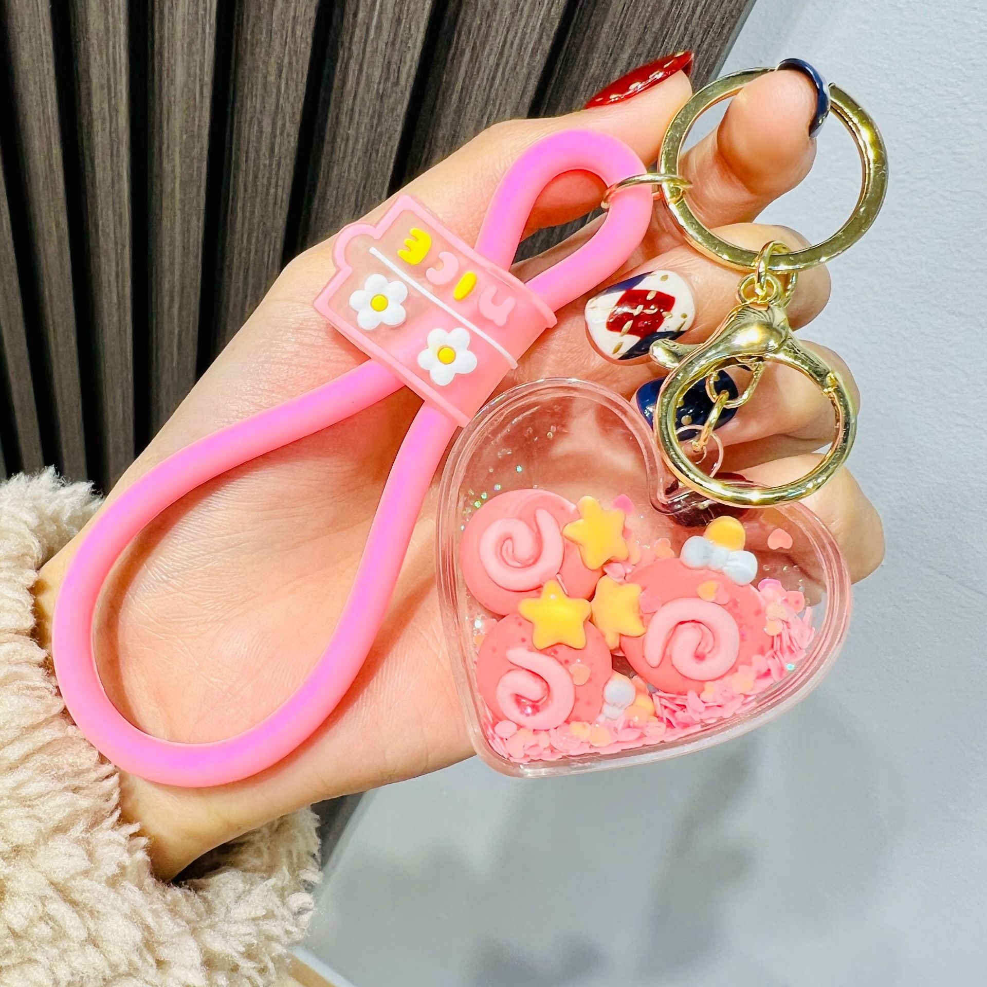 Llavero de anillo de anillo de bagel de aceite acrílico al por mayor