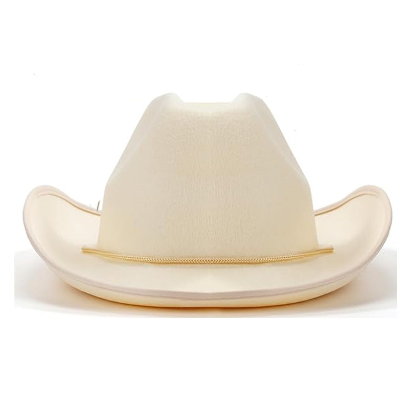 Wholesale White hemmed heavyweight rope buckle Dick western cowboy hat