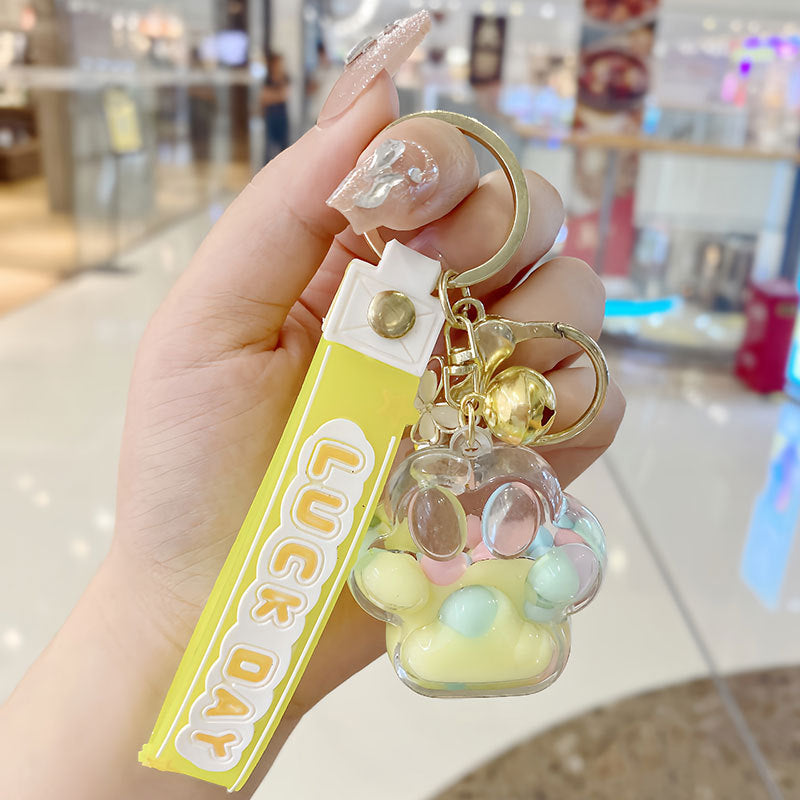 Wholesale Acrylic Liquid Sand Cat Paw Keychain