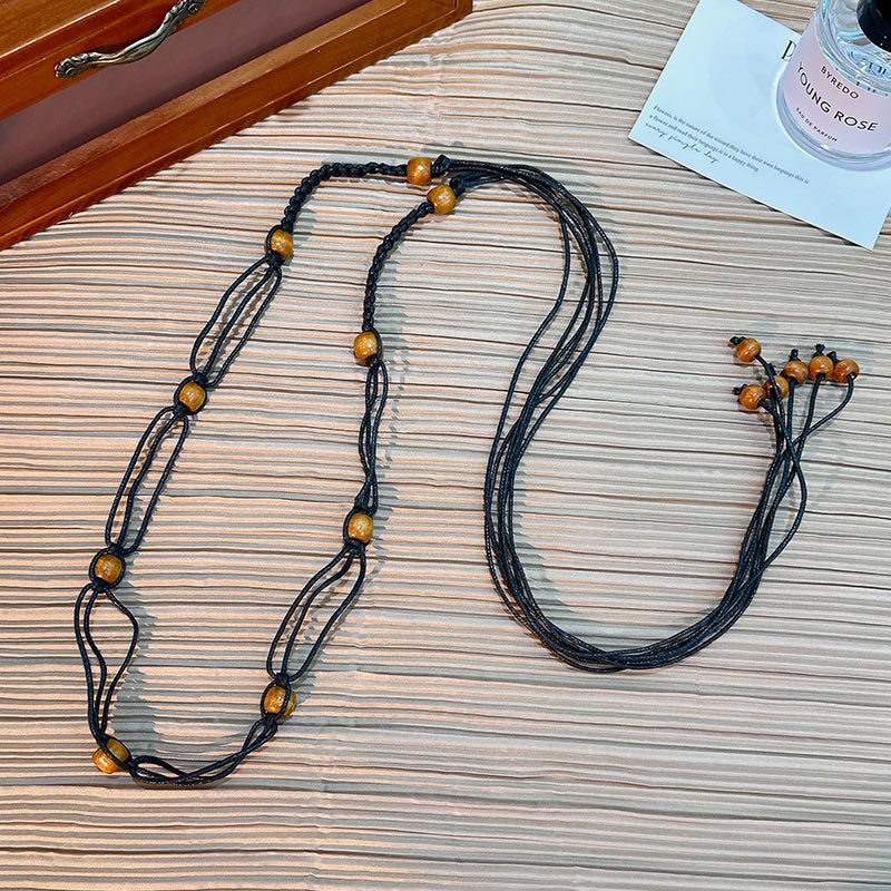 Wholesale Women's Versatile Dress Accessories Waist Rope Bohemian Braided Hemp Rope Waist Chain Thin Belt