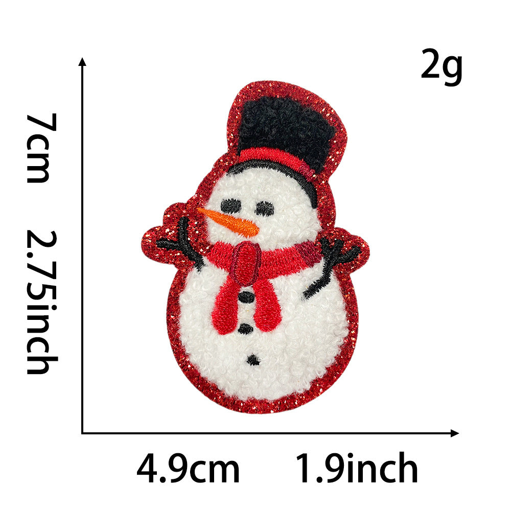 Wholesale Christmas Embroidered Patches Santa Snowman Gingerbread Man Tree Applique For Clothing