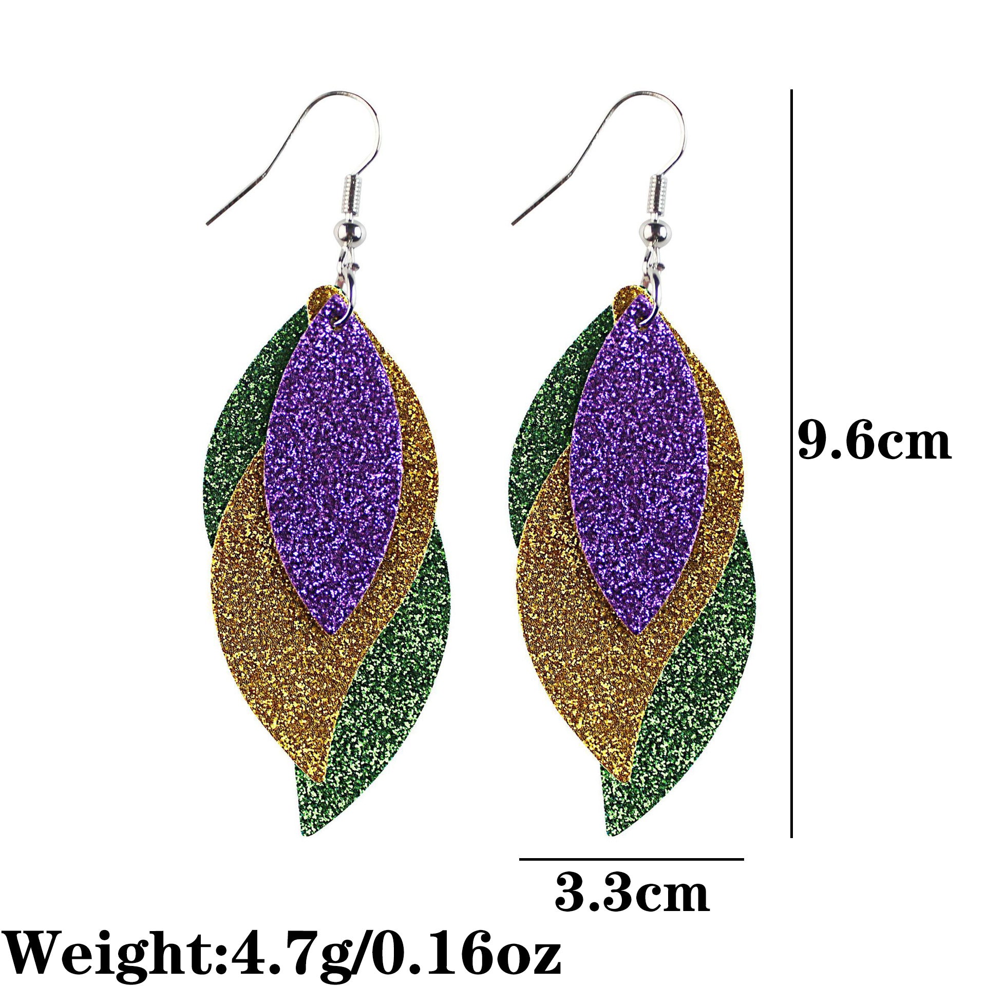 Wholesale Carnival Multi-layered Leaf  Mardi Gras Earrings