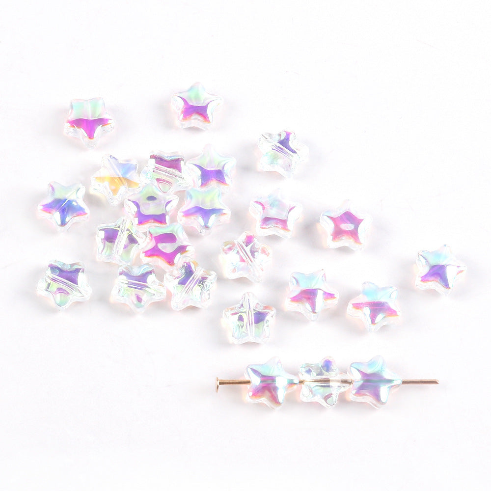 Wholesale 20pcs Color-Plated Five-Pointed Star Glass Handmade DIY Acrylic Beads