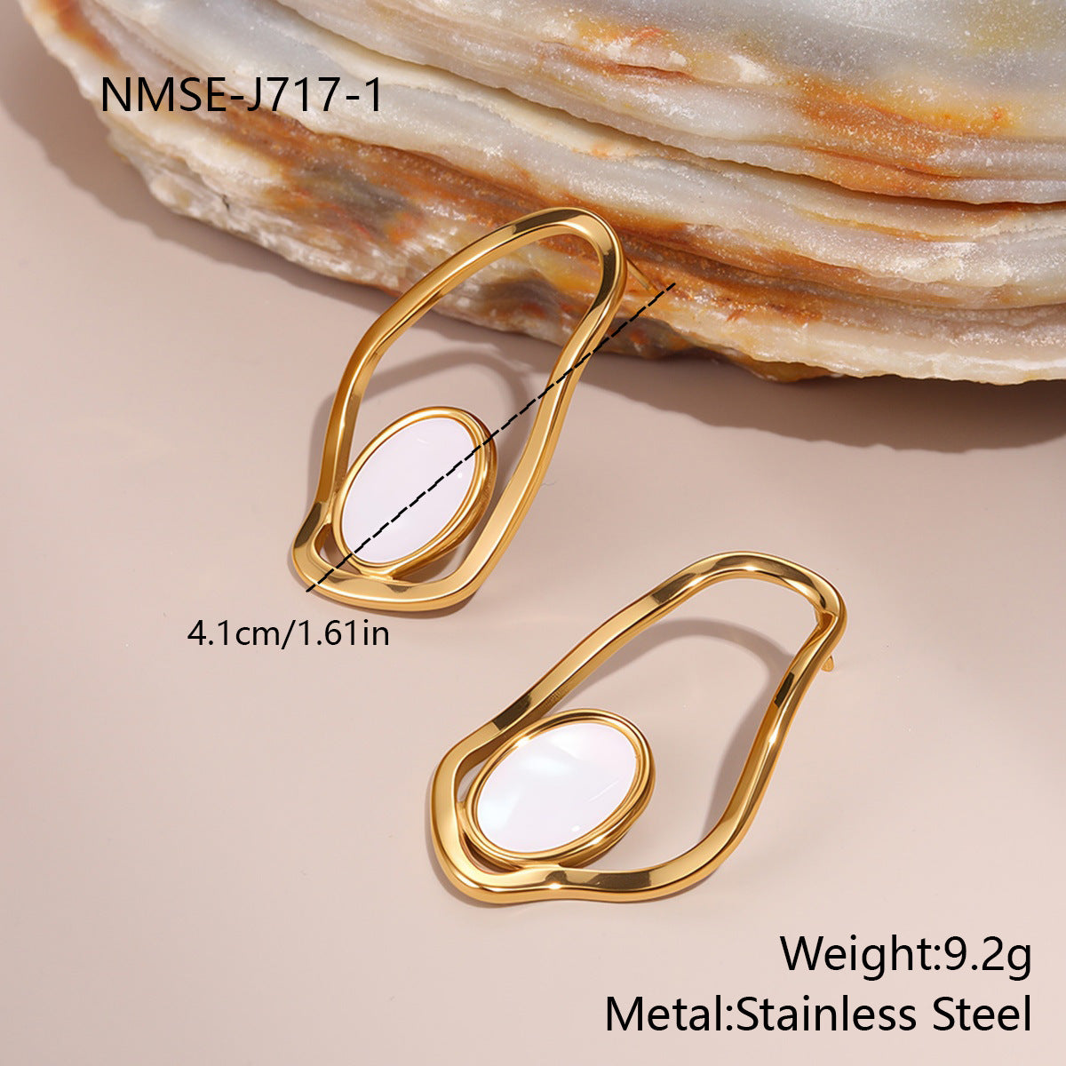 Wholesale Hollow out irregular mother-of-pearl stud Stainless Steel Earrings