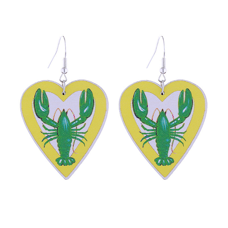 Wholesale Colorful Carnival Crocodile Lobster Crown Mask Wooden  Mardi Gras Earrings